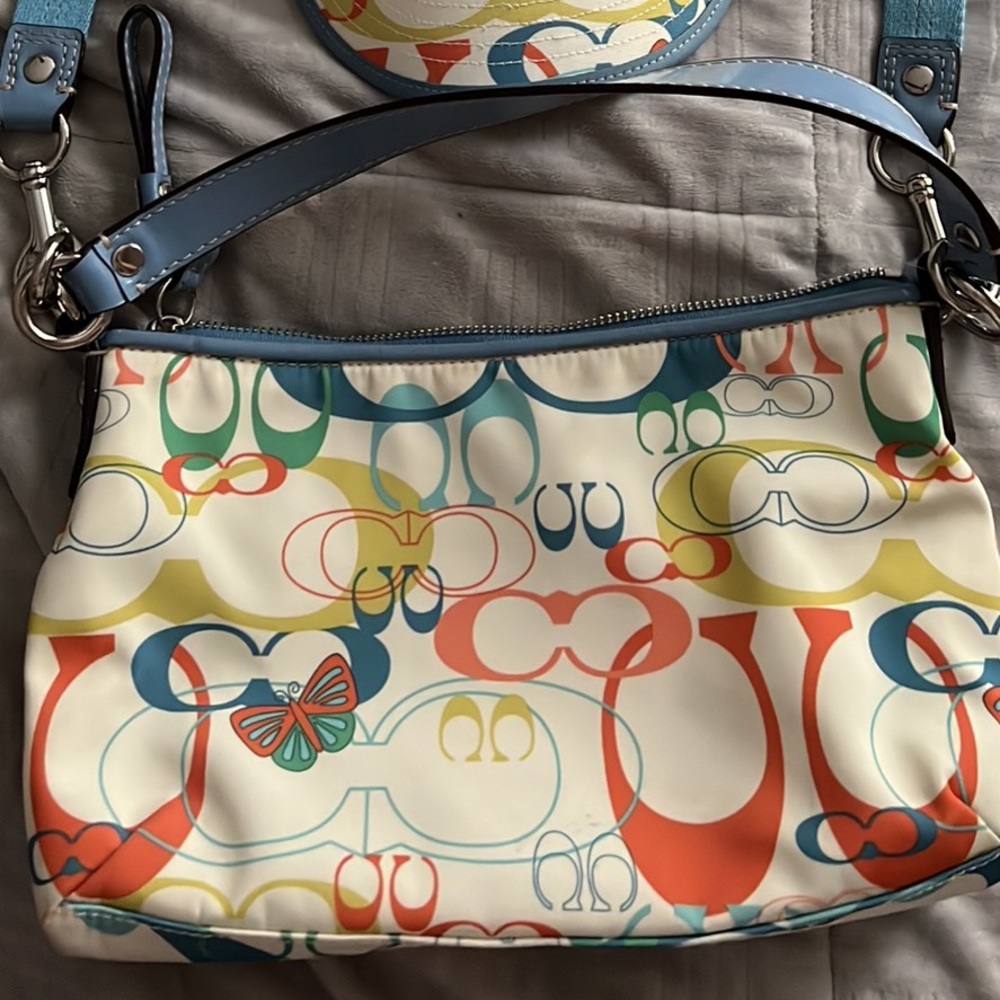 Coach signature crossbody butterfly bag with Matching Visor